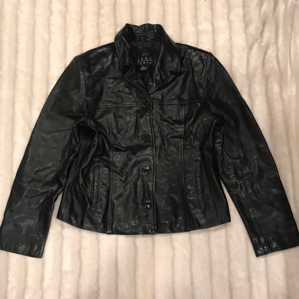 Siena Studio Black Leather Jacket, Medium